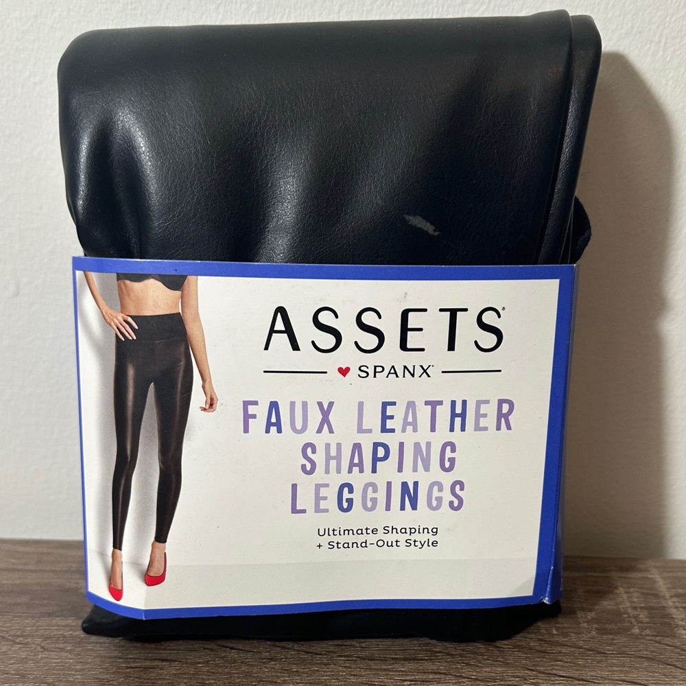 NEW Spanx faux leather black leggings XL